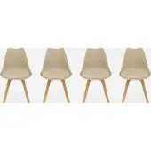 Sweek Set van 4 kuipstoelen Cappuccino