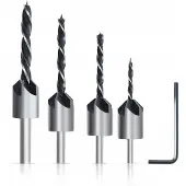Rosfix Verzinkboor Set - Verstelbare Verzinkkop 45° - 3,4,5,6 mm, Inclusief Inbussleutel