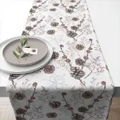 Ambiente Tafelloper Pine cones wit wit Katoen Tafellaken