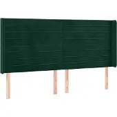 vidaXL Hoofdbord met randen 163x16x118/128 cm fluweel donkergroen