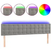 vidaXL Hoofdbord LED 160x5x78/88 cm fluweel lichtgrijs