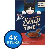 Felix 4x Soup Vlees Selectie - Kattenvoer Natvoer 6x48g