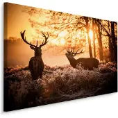 Karo-art Schilderij - 2 Herten in de Ochtendzon, Premium Print