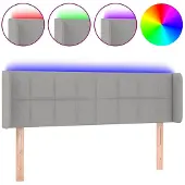 vidaXL Hoofdbord LED 147x16x78/88 cm stof lichtgrijs