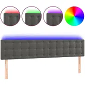 vidaXL Hoofdbord LED 180x5x78/88 cm fluweel donkergrijs
