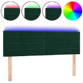 vidaXL Hoofdbord LED 144x5x78/88 cm fluweel donkergroen