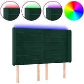 vidaXL Hoofdbord LED 147x16x118/128 cm fluweel donkergroen