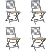 vidaXL Klapstoelen, 4 stuks, met kussens, gemaakt van massief acaciahout
