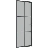 vidaXL Binnendeur 83x201,5 cm matglas en aluminium zwart