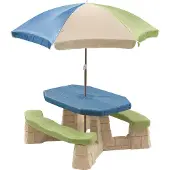 Step2 Naturally Playful Picknicktafel met Parasol groen/blauw