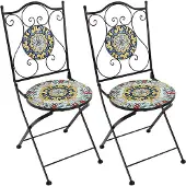 Axi Amélie 2 bistrostoelen, set van 2 veelkleurige bistrostoelen, opklapbaar | bistro tuinset, mozaïek bistrostoelen voor tuin/balkon/terras