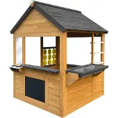 Axi Lynn Speelhuis van hout, bruin/antraciet | Speelhuisje voor de tuin / buiten, FSC 100% Hemlock hout | Tuinhuisje Inclusief speelkeuken voor kinderen