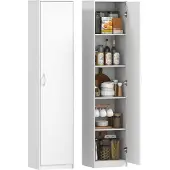 HOMCOM Kitchen Pantry-Spaanplaat-40L x 35B x 180H cm-Wit