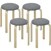 HOMCOM -Esszimmerhocker-Holzwerkstoff, Polyester-40L x 40B x 45H cm-Grau