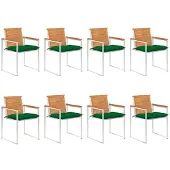 vidaXL Tuinstoelen 8 st met kussens massief acaciahout