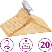 vidaXL 20-delige Kledinghangerset anti-slip hardhout