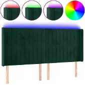 vidaXL Hoofdbord LED 163x16x118/128 cm fluweel donkergroen