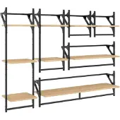 vidaXL 6-delige Wandschappenset met stangen bewerkt hout sonoma eiken