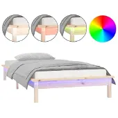 vidaXL Bedframe LED massief hout 90x200 cm