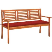 vidaXL Tuinbank voor 3 personen met kussen, 150 cm, massief eucalyptus hout