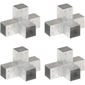 vidaXL Paalverbindingen 4 st X-vorm 81x81 mm gegalvaniseerd metaal