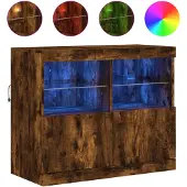 vidaXL Dressoir met LED-verlichting 81x37x67 cm gerookt eikenkleurig
