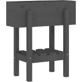vidaXL Plantenbak 62x30x69 cm massief grenenhout grijs