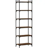 vidaXL Boekenkast 6-laags 60x30x188 cm bewerkt hout bruin eikenkleur