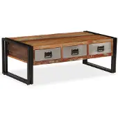 vidaXL Salontafel met 3 lades 100x50x35 cm massief gerecycled hout