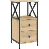 vidaXL Nachtkastje 34x35,5x70 cm bewerkt hout sonoma eikenkleurig