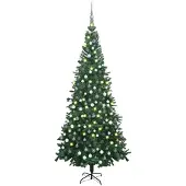 OEM Kunstkerstboom met verlichting en kerstballen L 240 cm groen