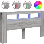 vidaXL Hoofdeinde met LED 180x18,5x103,5 cm bewerkt hout grijs sonoma
