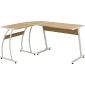vidaXL Bureau, L-vormig, van spaanplaat, wit