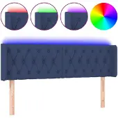vidaXL Hoofdbord LED 163x16x78/88 cm stof blauw