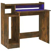 vidaXL Bureau met LED-verlichting 97x45x90 cm hout gerookt eikenkleur