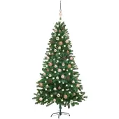 vidaXL Kunstkerstboom met verlichting en kerstballen 150 cm groen