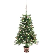 vidaXL Kunstkerstboom met verlichting en kerstballen 65 cm groen