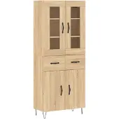 vidaXL Hoge kast 69,5x34x180 cm bewerkt hout sonoma eikenkleurig