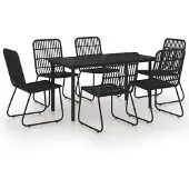 vidaXL 7-delige tuinset, polyrotan en glas