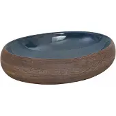 vidaXL Opzetwasbak ovaal 59x40x15 cm keramiek bruin en blauw
