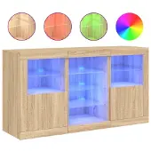 vidaXL Dressoir met LED-verlichting 123x37x67 cm sonoma eikenkleurig