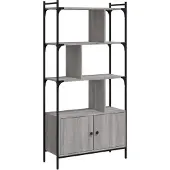vidaXL Boekenkast met deuren 76,5x30x154,5 cm hout grijs sonoma eiken