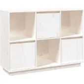 vidaXL Dressoir 110,5x35x80 cm massief grenenhout wit