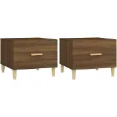 vidaXL Salontafels 2 st 50x50x40 cm bewerkt hout bruin eikenkleur