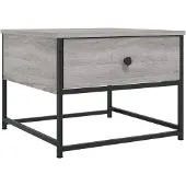 vidaXL Salontafel 51x51x40 cm bewerkt hout grijs sonoma eikenkleurig