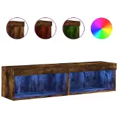 DKD Home Decor Tv-meubels met LED-verlichting 2 st 60x30x30 cm gerookt eiken