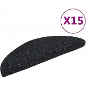 vidaXL Trapmatten Zelfklevend 15 stuks 56x17x3 cm Zwart Halfrond