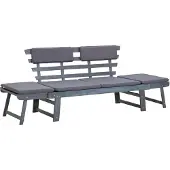 Natur24 Tuinbank met kussens 2-in-1 190 cm massief acaciahout grijs