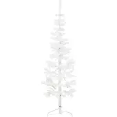 vidaXL Kunstkerstboom half met standaard smal 120 cm wit
