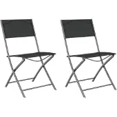 vidaXL Opklapbare stoelen, 2 stuks, zwart staal en Textilene